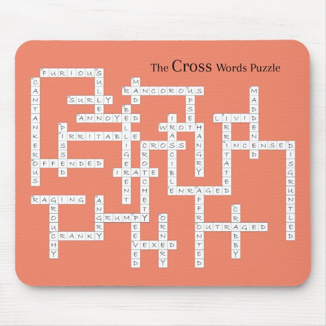 Cross Words Puzzle Semantics Humor Orange Mousepad (Vorne)