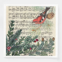 Crossbill mit Partitur und Kiefernspalten