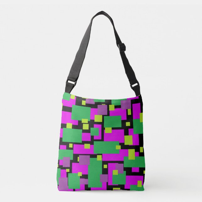 Crossbody Bag oder Tasche mit Green Magenta Black  (Vorderseite)
