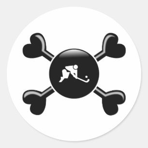 Crossbones Feldhockey Runder Aufkleber