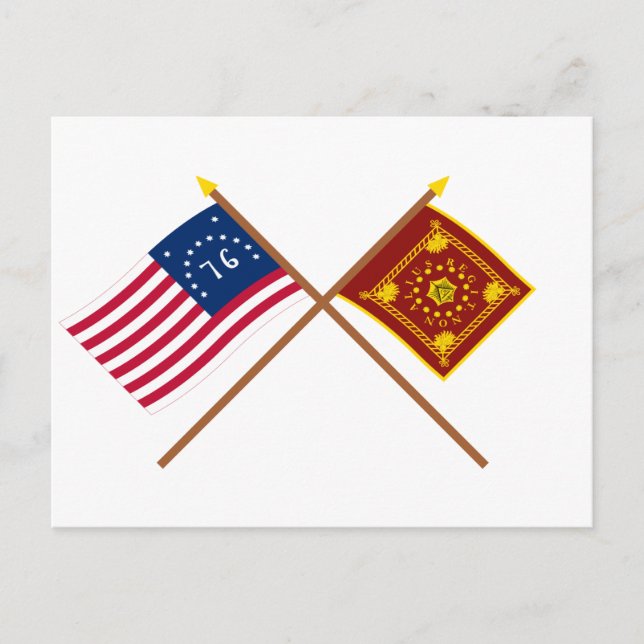 Crossed Bennington und Pulaski Flags Postkarte (Vorderseite)