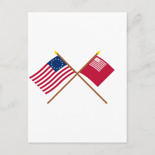 Crossed Betsy Ross und Brandywine Flags Postkarte