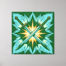 Crossed Fantasy Arrows with Glowing Energy – Dynam Leinwanddruck