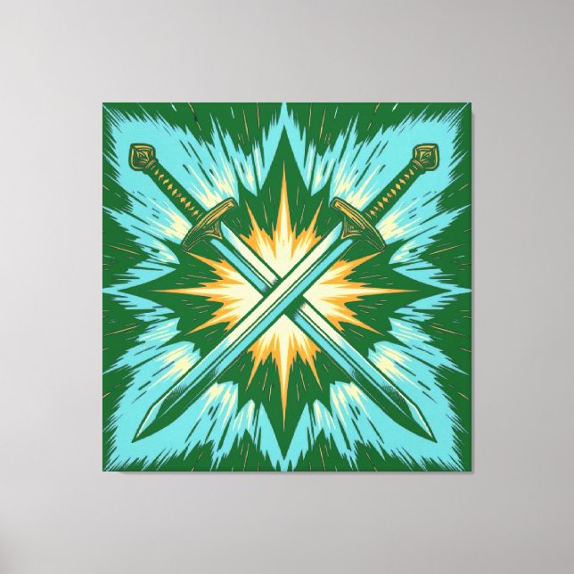 Crossed Fantasy Arrows with Glowing Energy – Dynam Leinwanddruck (Vorderseite)