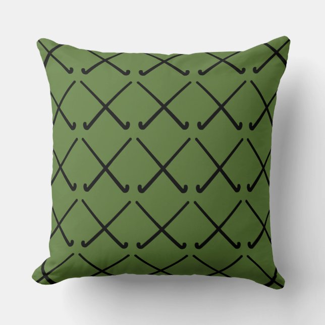 Crossed Field Hockey Sticks, Gemustertes Throw Kis Kissen (Vorderseite)