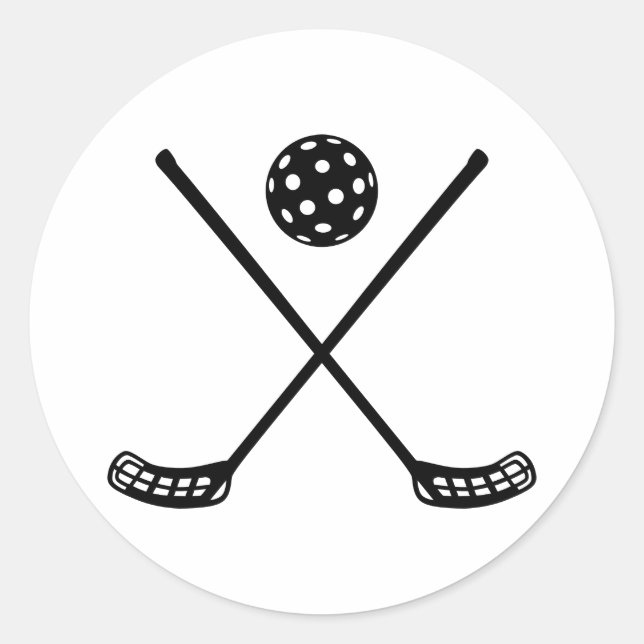 Crossed Floorball Sticks Runder Aufkleber (Vorderseite)