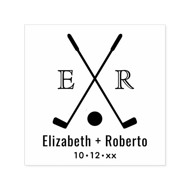 Crossed Golf Clubs Couple 2 Initial Monogram Permastempel (Design)