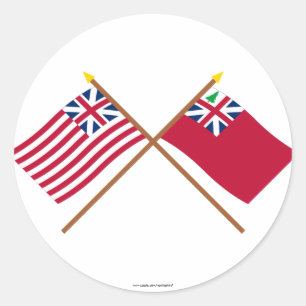 Crossed Grand Gewerkschaft Flag and Pine Tree Red Runder Aufkleber