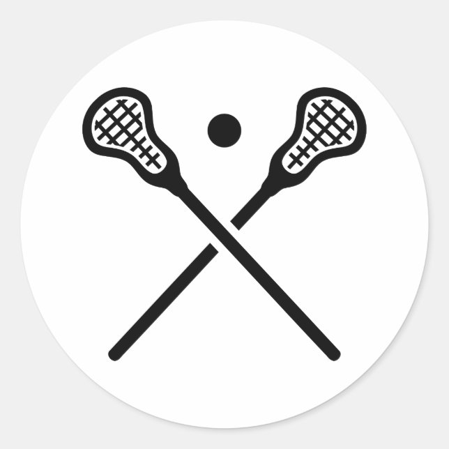 Crossed Lacrosse Sticks Runder Aufkleber (Vorderseite)