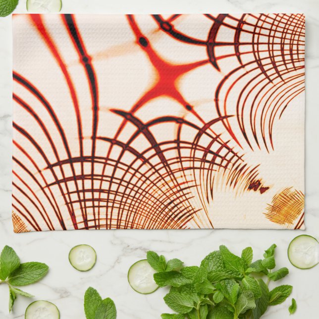 Crossed red red brawn gekrümmte Spuren, Alterseffe Geschirrtuch (Gefaltet)