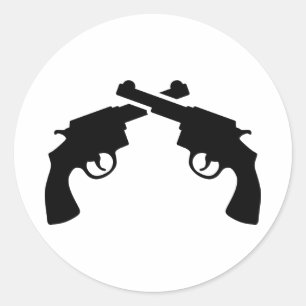 Crossed Revolver Runder Aufkleber