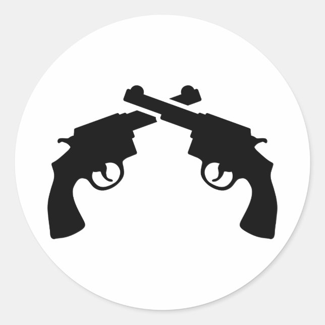 Crossed Revolver Runder Aufkleber (Vorderseite)