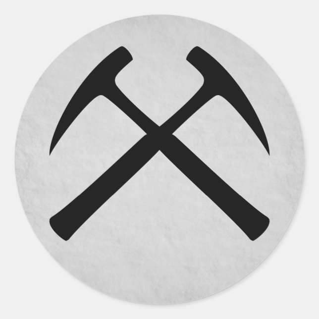 Crossed Rock Hammers Sticker (grau) (Vorderseite)