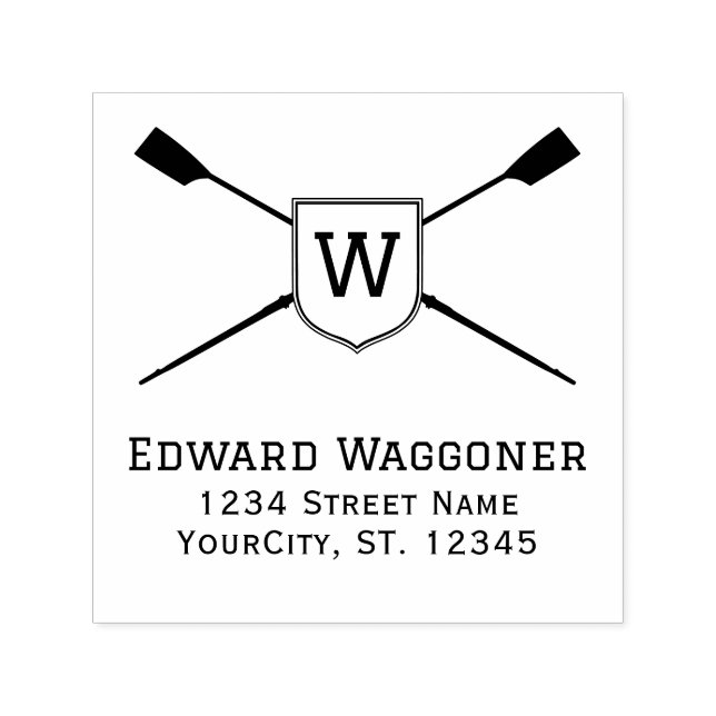 Crossed Rowing Blades Monogram Name Rücksendeadres Permastempel (Design)