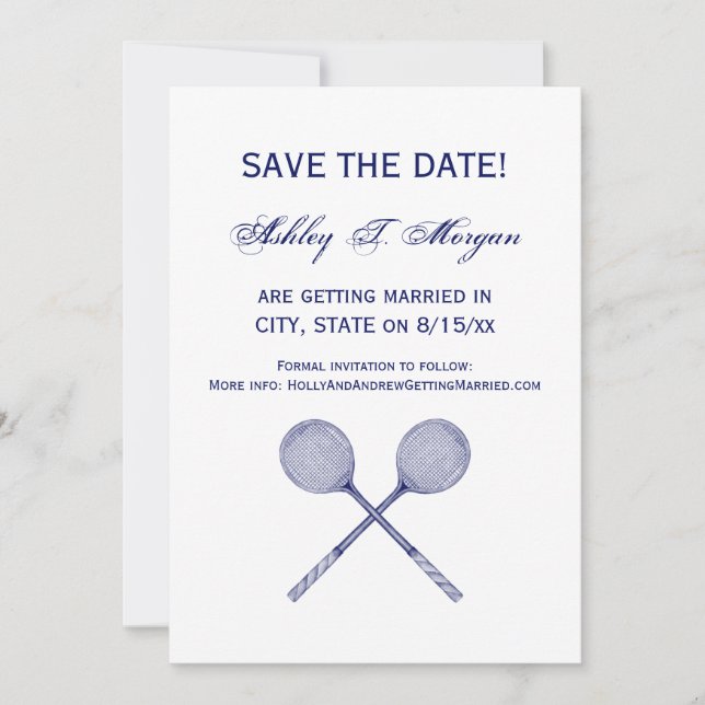 Crossed Squash Racquets Blue Einladung (Vorderseite)