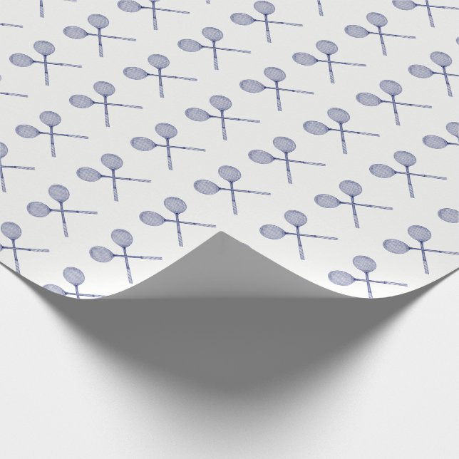 Crossed Squash Racquets Blue Geschenkpapier (Ecke)
