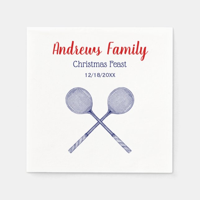 Crossed Squash Racquets Blue Serviette (Vorderseite)