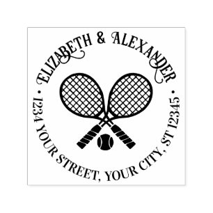 Crossed Tennis Racquets Couple Rücksendeadresse Ru Permastempel