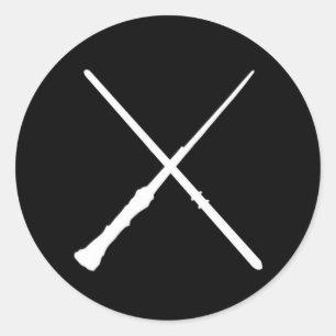 Crossed Wands Runder Aufkleber