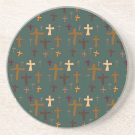 Crosses Christian Themed Dark Teal Getränkeuntersetzer