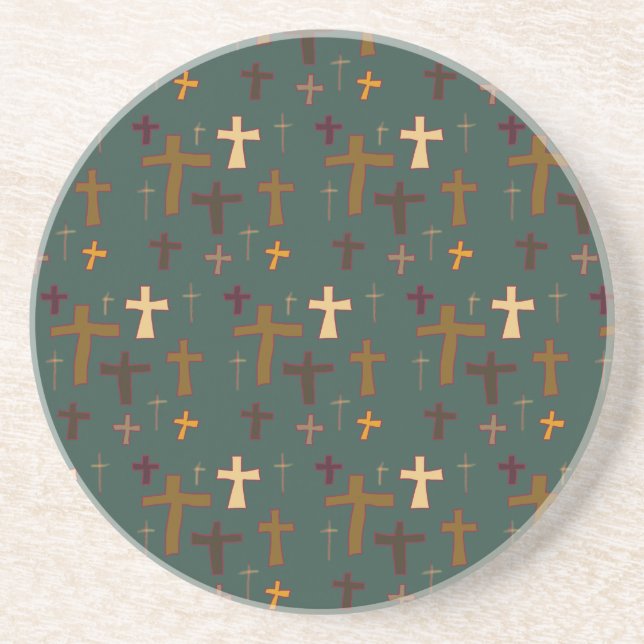 Crosses Christian Themed Dark Teal Getränkeuntersetzer (Vorne)