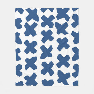 Crosses Shibori: Indigo Batik Muster Fleecedecke