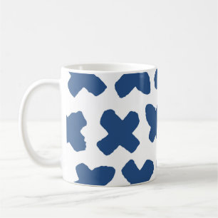 Crosses Shibori: Indigo Batik Muster Kaffeetasse