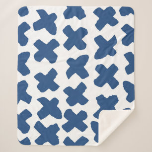 Crosses Shibori: Indigo Batik Muster Sherpadecke