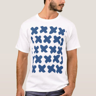 Crosses Shibori: Indigo Batik Muster T-Shirt