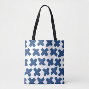 Crosses Shibori: Indigo Batik Muster Tasche