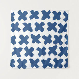 Crosses Shibori: Indigo Batik Muster Wandteppich