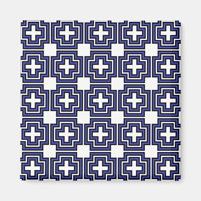 Crosses & Squares Blue - Magnet (Vorne)