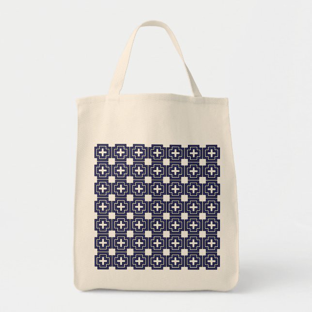 Crosses & Squares Blue - Tote Bag Tragetasche (Vorne)