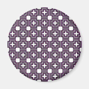 Crosses & Squares Lila - Magnet (rund)