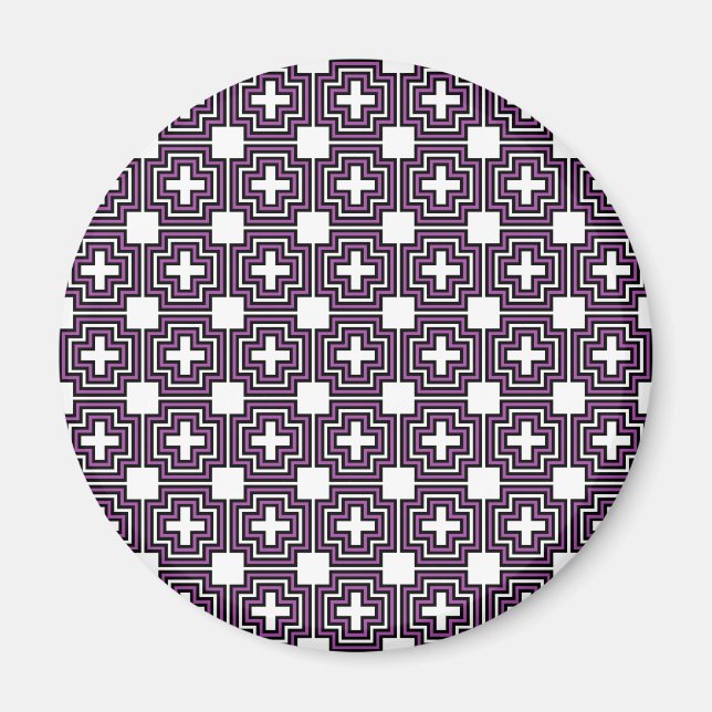 Crosses & Squares Lila - Magnet (rund) (Vorne)