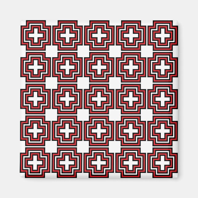 Crosses & Squares Red - Magnet (Vorne)