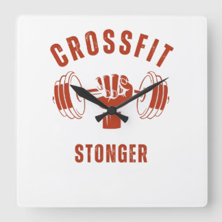 CrossFit Stronger--Power & Strength Mindset Quadratische Wanduhr