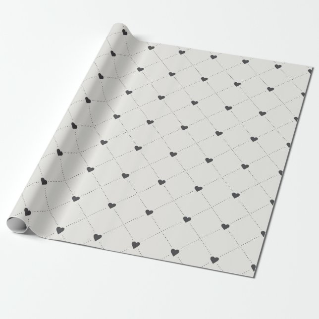 Crosshatch Hearts Wrapping Paper Geschenkpapier (Ungerollt)