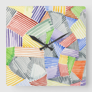 Crosshatch Quilt I Quadratische Wanduhr