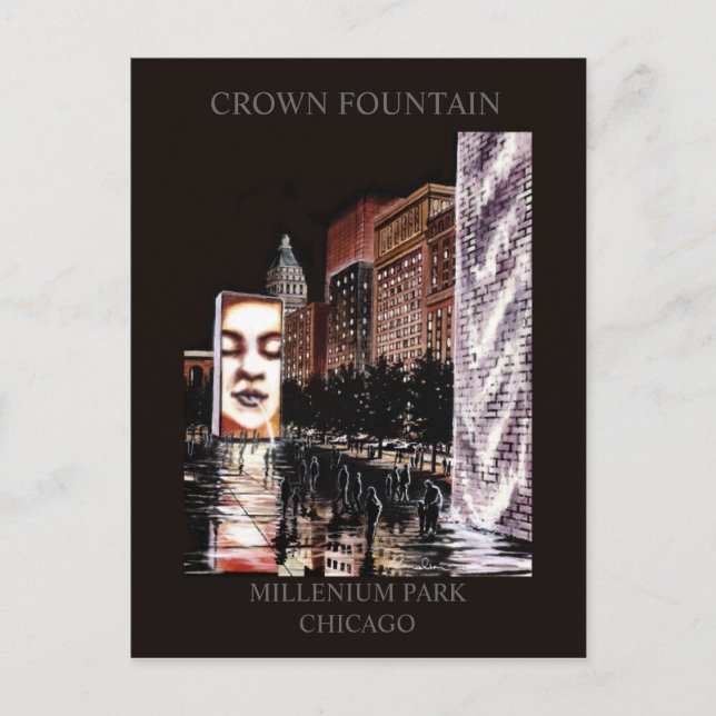 Crossover Fountain Millenium Park Randsom Art Postkarte (Vorderseite)