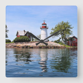 Crossover Island Lighthouse, New York Wall Clock Quadratische Wanduhr