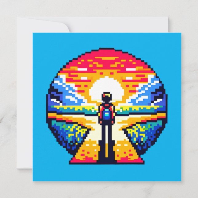 Crossroads bei Sunset Thoughful Pixel Art Journey Einladung (Vorderseite)
