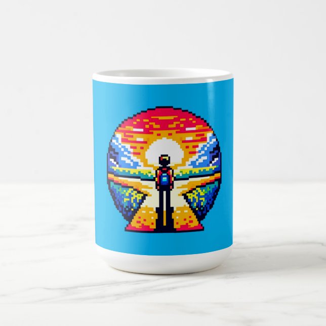 Crossroads bei Sunset Thoughful Pixel Art Journey Kaffeetasse (Mittel)