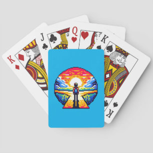 Crossroads bei Sunset Thoughful Pixel Art Journey Spielkarten