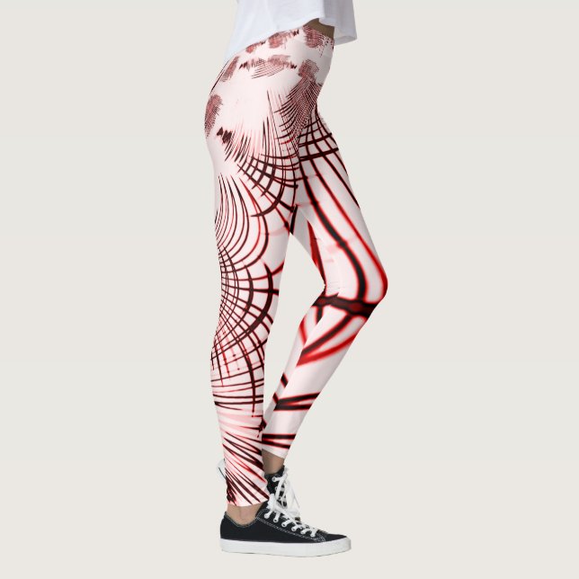 Crossrote braune Kurven auf hellem Hintergrund Leggings (Rechts)