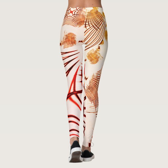 Crossrote braune Kurven mit gealterter Wirkung Leggings (Rückseite)