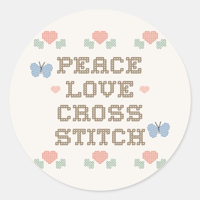 CrossStitchPLHeartBlumen Runder Aufkleber (Vorderseite)