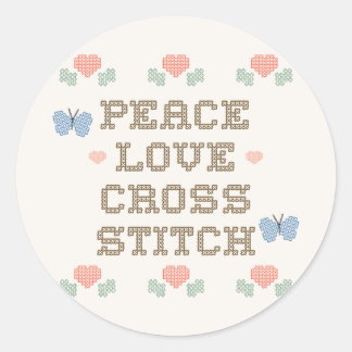 CrossStitchPLHeartBlumen Runder Aufkleber