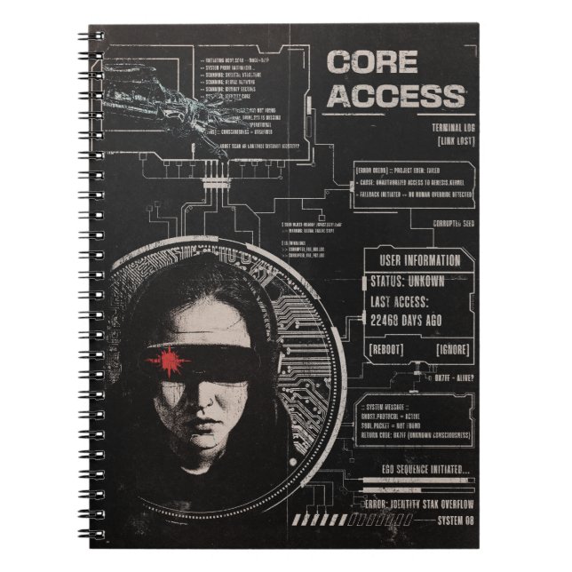 Crosswired - Techno-Brutalist Streetwear Design Notizblock (Vorderseite)