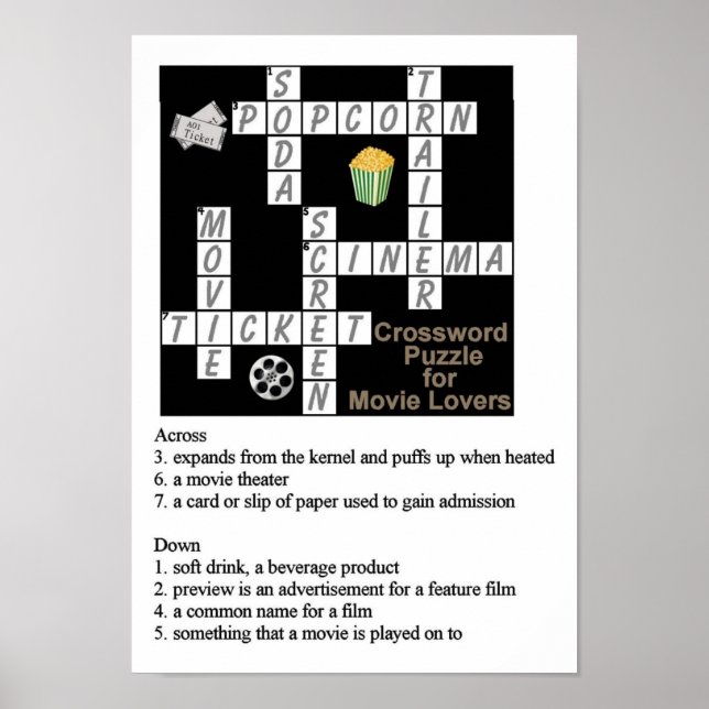 Crossword Puzzle for Movie Lovers Poster (Vorne)